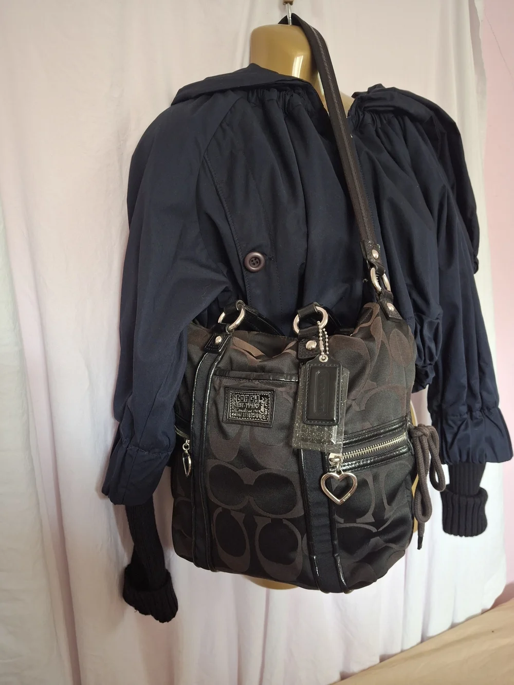 Coach Poppy black Jacquard Tote